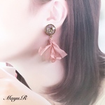 Guimauve○ふわふわタッセルのピアスまたはイヤリング＊ピンク