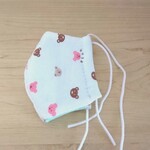 【子ども用】手縫い立体マスク コットン100% ダブルガーゼ(表はくま柄/裏は無地)