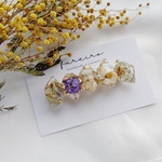 紫陽花とカンパニュラと花かんざしの鉱石レジン♡♡バレッタ♡♡
