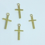 4個　日本製　真鍮無垢　十字架チャーム　13ｘ9ｘ2㎜