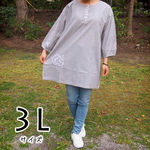 大きめ猫柄チュニックワンピース ネイビー 3L