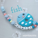 名入れシリコンホルダー♡【お魚歯固め付きはオプションより】♡wantasista★丸洗い可能★ラッピング無料