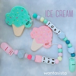 名入れシリコンホルダー【アイスクリーム歯固め付きはオプションより】♡wantasista★丸洗い可能★ラッピング無料