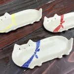 スカーフ　猫の長小皿