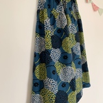 ＊モダンダリア柄♪綿麻ロングティアードスカート(navy)＊