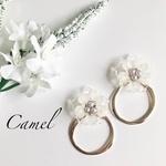 クリアフラワー×ゴールドリングピアス／イヤリング