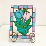  カラフルチューリップ🌷のパネル★ステンドグラスパネル