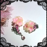 優しいpink violetイヤーカフセット　スワロフスキーライトピンク
