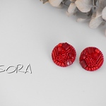 ビーズ刺繍ピアス【こっくり赤色】