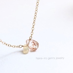 ＊1点もの＊14kgf sunstone × opal necklace