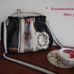 k様ご予約品 リバティパッチワークとデニムのがまぐちバック
