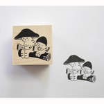  【minne限定】 スタンプ／ゴム印／はんこ　＊きのこねこ「はんぶんこ」＊