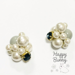 【送料無料】Pearl Bijou Earring ☆ネイビー&グレー