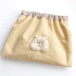 シンプルなクマさんの刺繍バネポーチ(大)
