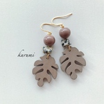 モンステラ🌿ウッド❁ピアス＆イヤリング