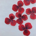  4枚【ef16-1】刺繍 　お花パーツ  フラワー　レッド系