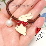 大人可愛い💓うさぎのリボンとパールのヘアゴム🐰❤️✨red 送料無料 ウサギ 限定 プレゼント ラッピング