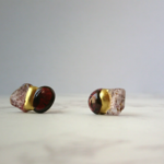 ピンクエピドート×ガーネット 金継ぎピアス