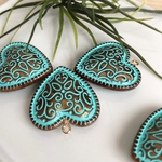 2pcs ドイツアクリル ハートチャーム ターコイズ 大