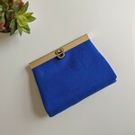 お札が折れない がま口ミニ財布 オックス ロイヤルブルー　名入れOK
