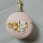 わんわんマカロンポーチ　ピンク トイプードル