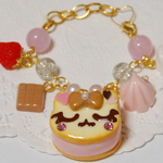 【いちごみるく】リボンにゃんこのアイスサンドクッキー／バッグチャーム
