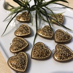 4pcs ドイツアクリル ハートチャーム ブロンズゴールド 小