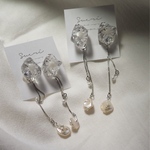silver stone flower pierce / earring