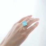 「あさのみず」 つやつや しかく と 天然石 リング