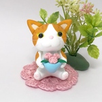 [母の日] プレゼント猫　茶トラ　粘土細工の置物［インテリア 飾り］ 
