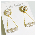 チェーンフープキャッチのビジューピアス