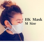 完全再現＊HKマスク レディース(M) フィルターポケット、ノーズワイヤー有 グレージュストライプ