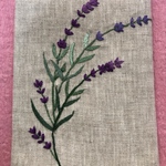 値下げしました♪フランス刺繍入り　ラベンダー柄のブックカバー