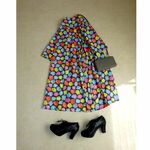 やわらかダブルガーゼ　墨黒　色とりどり　フラワー　ワンピース　
