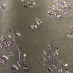 刺繍布＜イト・トリドリ＞薄地綿麻　ウグイス色30センチ