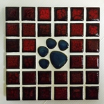 タイルの鍋敷(肉球)～深紅