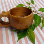 　欅の一木彫りコーヒーカップ