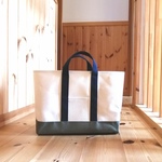 Lsize　8号帆布トートバッグ　トートバック　ネイビー×オリーブ