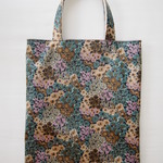 ぺったんこバッグ*リバティ*Rossellie*ブルーグリーン&ピンクラベンダー*32×28㎝