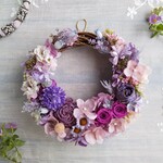  Jolie botanique＜Bordeaux＞＊ハーフムーンリース＊プリザーブドフラワー＊お花＊ギフト＊結婚祝い＊新築祝い＊お誕生日祝い＊ウェディング＊母の日＊１点もの
