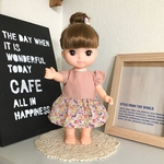 スモーキーピンクの花柄ワンピース&ヘアゴムセット ＊メルちゃん ソランちゃんの服＊