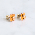 【選べるキャッチ】革花プチ ピアス/イヤリング  orange
