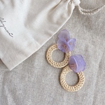 organdy flower×rattan pierce/earring（purple）