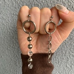 シルバーアシメチェーンピアス