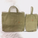 ヴィンテージ 帆布♡レッスンバッグ♡上履き入れ♡オリーブ