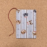 【 文庫本 】ブックカバー   ハンドメイド  ストライプキャット グレー