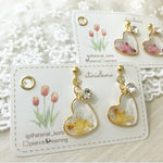 かすみ草のクリアハート　ピアス　イヤリング