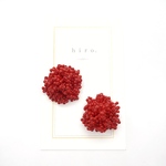 つぶつぶビーズピアス　red