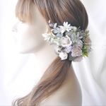 ピンクベージュローズのヘッドドレス/ヘアアクセサリー＊結婚式・成人式・ウェディングドレスに