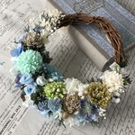 [特集掲載] * Light blu rose * wreath * ハーフリース ギフト